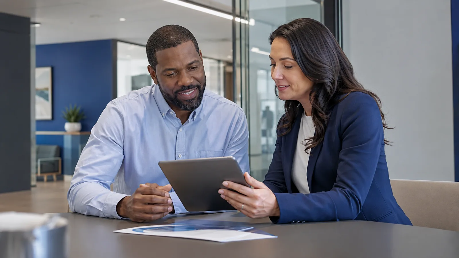 Business customer speaking with a relationship manager